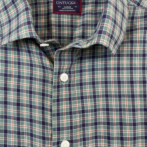UNTUCKit Mens Large Plaid Green/ Red/Blue Long Sleeve Button Up Shirt - Picture 3 of 9